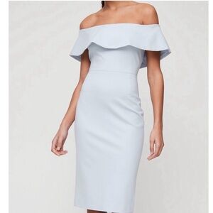 ARITZIA BABATON Ruslan Elegant Off-Shoulder Light Blue Dress